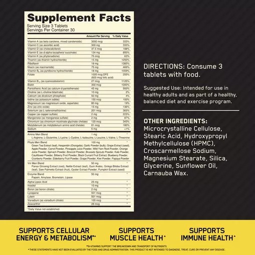 Optimum Nutrition OPTI-MEN® Multivitamin Tablets 90 Tablets (30 Servings) Chile | 014-GRAIXY